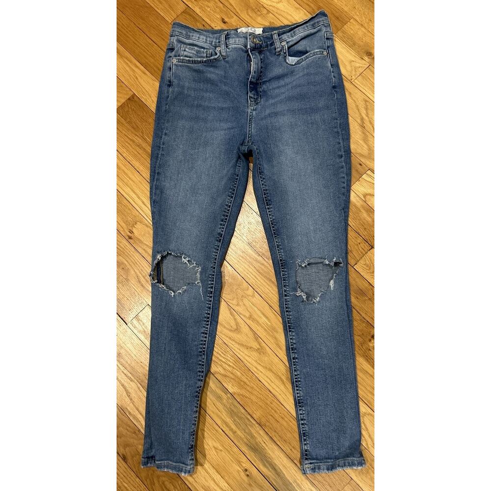 womens we the free people light wash distressed skinny jeans sz 29 *B9